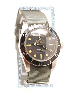 Rolex Submariner Swiss Watch Grey Nylon Strap Watch