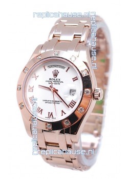 Rolex Day Date Rose Gold Japanese Replica Watch in Diamond Bezel