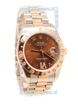 Rolex DateJust Mid-Sized Rose Gold Japanese Replica Watch 