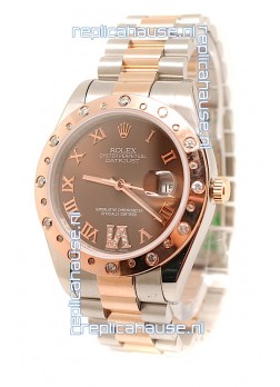Rolex DateJust Mid-Sized Japanese Replica Rose Gold Watch