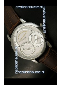 Alange Sohne Dual Sub Dials Japanese Watch Brown Strap