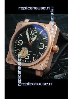 Bell and Ross BR01 97 Power Reserve Rose Gold Watch in Black Dial