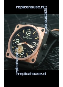 Bell and Ross BR01 97 Power Reserve Rose Gold Watch in Black Dial