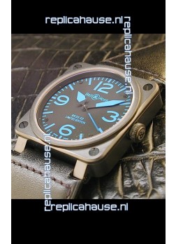 Bell and Ross BR01 92 Swiss Watch in PVD Casing and Blue Markers