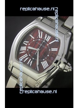 Cartier Roadster Japanese Replica Watch in Red Wine Dial