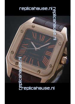Cartier Santos 100 Swiss Replica Watch in Black Dial