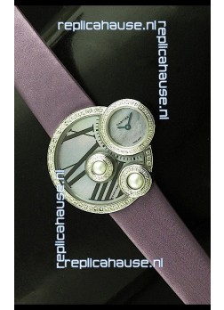 Cartier Jewellery Pearl Diamond Watch in Purple Strap
