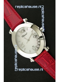 Chopard Happy Sport Ladies Japanese Replica Watch in Red Strap