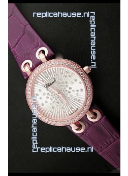 Chopard Xtravaganza Ladies Ladies Japanese Replica Rose Gold Watch in White Dial