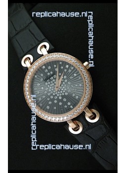 Chopard Xtravaganza Ladies Ladies Japanese Replica Rose Gold Watch in Grey Dial 