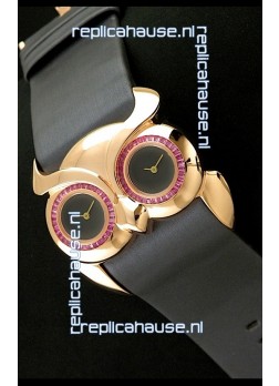 Chopard Animal World Ladies Owl Watch in Double Black Dial