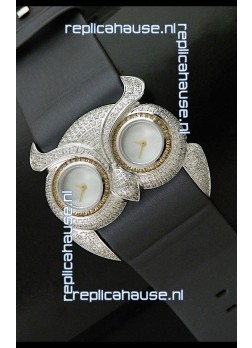 Chopard Animal World Ladies Owl Black Full Diamond Watch