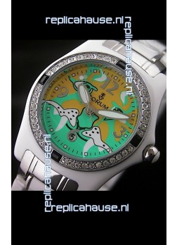 Corum Imitation Ceramics Japanese Replica Watch in Light Green & Yellow Dial