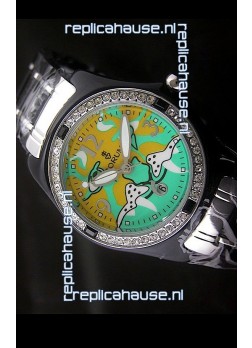 Corum Imitation Ceramics Japanese Replica Watch in Light Green & Yellow Dial