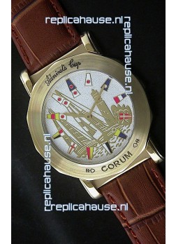 Corum Admiral's Cup Japanese Replica Watch in Brown Strap