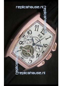 Franck Muller Tourbillon Japanese Replica Watch in Pink Rose Case 