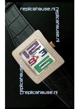 Franck Muller Geneve Infinity Japanese Gold Watch in Multi Color Numeral Markers