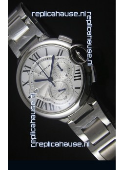 Ballon De Cartier Chronograph in Stainless Steel Case White Dial - 1:1 Mirror Replica