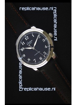 Glashuette Senator Excellence Black Dial Steel Case Swiss Replica Watch