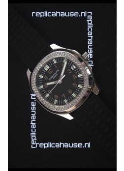 Patek Philippe Aquanaut Swiss Replica Watch with Swiss Diamonds Bezel 