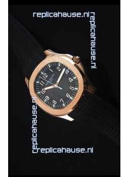 Patek Philippe Aquanaut Jumbo Rose Gold 1:1 Mirror Replica Watch - Black Colored Dial