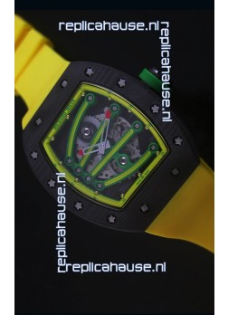 Richard Mille RM059 Yohan Blake Forged Carbon Case Swiss Replica Watch in Yellow Bezel
