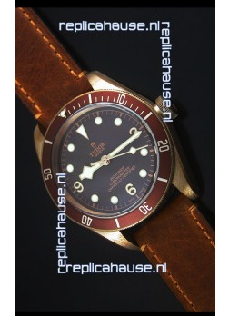 Tudor Heritage Bay Bronze Swiss Replica Watch with Leather Strap