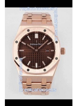 Audemars Piguet Royal Oak 33MM Rose Gold Brown Dial 1:1 Mirror Replica Watch
