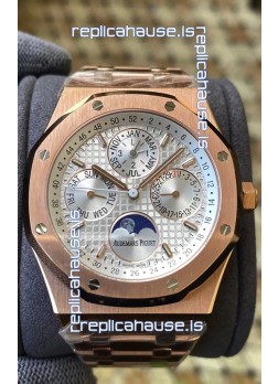 Audemars Piguet Royal Oak Perpetual Calendar Swiss Replica 904L Steel in Rose Gold Casing