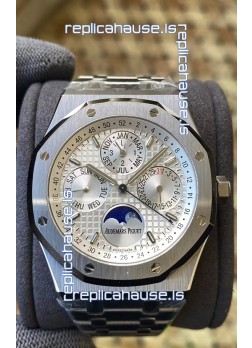Audemars Piguet Royal Oak Perpetual Calendar Swiss Replica 904L Steel in Steel White Dial 