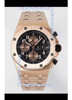 Audemars Piguet Royal Oak Offshore Black Dial Chronograph 1:1 Mirror Replica Watch - Rose Gold 
