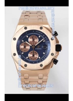 Audemars Piguet Royal Oak Offshore Blue Dial Chronograph 1:1 Mirror Replica Watch - Rose Gold 