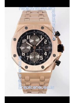 Audemars Piguet Royal Oak Offshore Black Dial Chronograph 1:1 Mirror Replica Watch - Rose Gold 