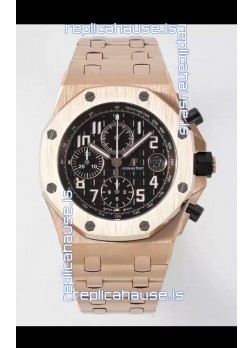 Audemars Piguet Royal Oak Offshore Black Dial Chronograph 1:1 Mirror Replica Watch - Rose Gold 