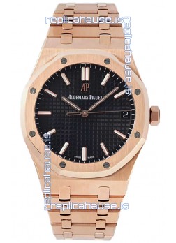 Audemars Piguet Royal Oak 37MM Black Dial Rose Gold Watch in 3120 Movement - 1:1 Mirror Replica