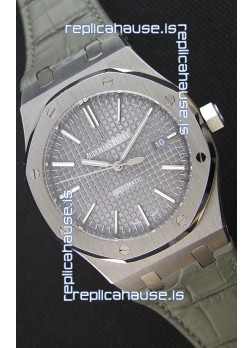 Audemars Piguet Royal Oak 41MM Grey Dial Leather Strap - 1:1 Mirror Ultimate Edition