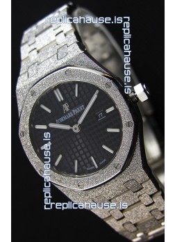 Audemars Piguet Royal Oak Frosted White Gold QUARTZ Watch Black Dial 33MM - 1:1 Mirror Replica 