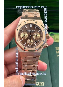 Audemars Piguet Royal Oak Chronograph 1:1 Mirror Replica - Rose Gold Casing Brown Dial in 41MM