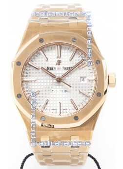 Audemars Piguet Royal Oak 15400 41MM Rose Gold White Dial Super Clone Replica Watch 