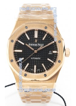 Audemars Piguet Royal Oak 15400 41MM Rose Gold Black Dial Super Clone Replica Watch 