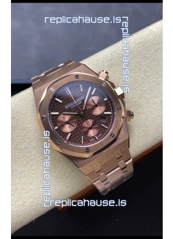 Audemars Piguet Royal Oak Super Clone - Rose Gold Casing Brown Dial in 41MM
