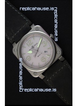 Bell & Ross BR03-92 Horolum Grey Dial Leather Strap Swiss Replica Watch 1:1 Mirror Replica