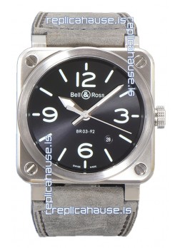Bell and Ross BR03-92 Grey Dial 904L Steel Swiss Replica Watch 