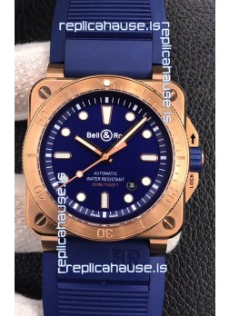 Bell & Ross BR03-92 Diver Rose Gold Blue Dial Swiss Replica Watch 1:1 Mirror Replica