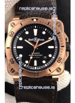 Bell & Ross BR03-92 Diver Rose Gold Black Dial Swiss Replica Watch 1:1 Mirror Replica