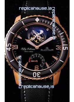 Blancpain Fifty Fathoms Tourbillon 8 Jours 1:1 Mirror Swiss Replica Watch in Rose Gold Casing