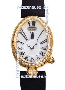 Breguet Reine De Naples Ladies Yellow Gold Black Fabric Swiss 1:1 Edition Replica Watch