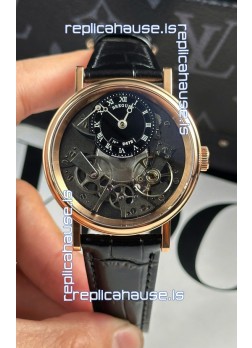 Breguet Tradition 7057BR/R9/9W6 Rose Gold Casing Single Tourbillon Swiss Replica Black Strap Watch