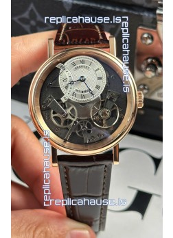 Breguet Tradition 7057BR/R9/9W6 Rose Gold Casing Single Tourbillon Swiss Replica Brown Strap Watch