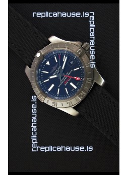 Breitling Avenger II BlackSteel GMT Swiss Replica Watch Nylon Strap 1:1 Mirror Replica Watch